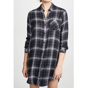 Rails Plaid Black and White Shirt Dress Size Small